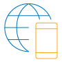 Icon of a mobile phone overlapping with a globe