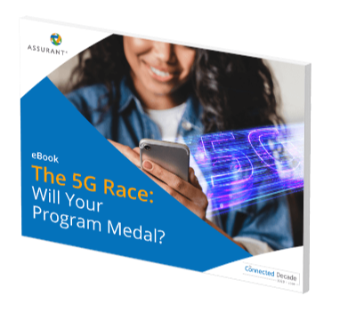 The 5G Race ebook graphic 3D image of the 5G Race ebook by Assurant