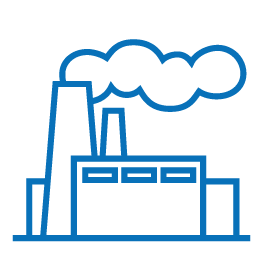 manufacturing plant blue icon